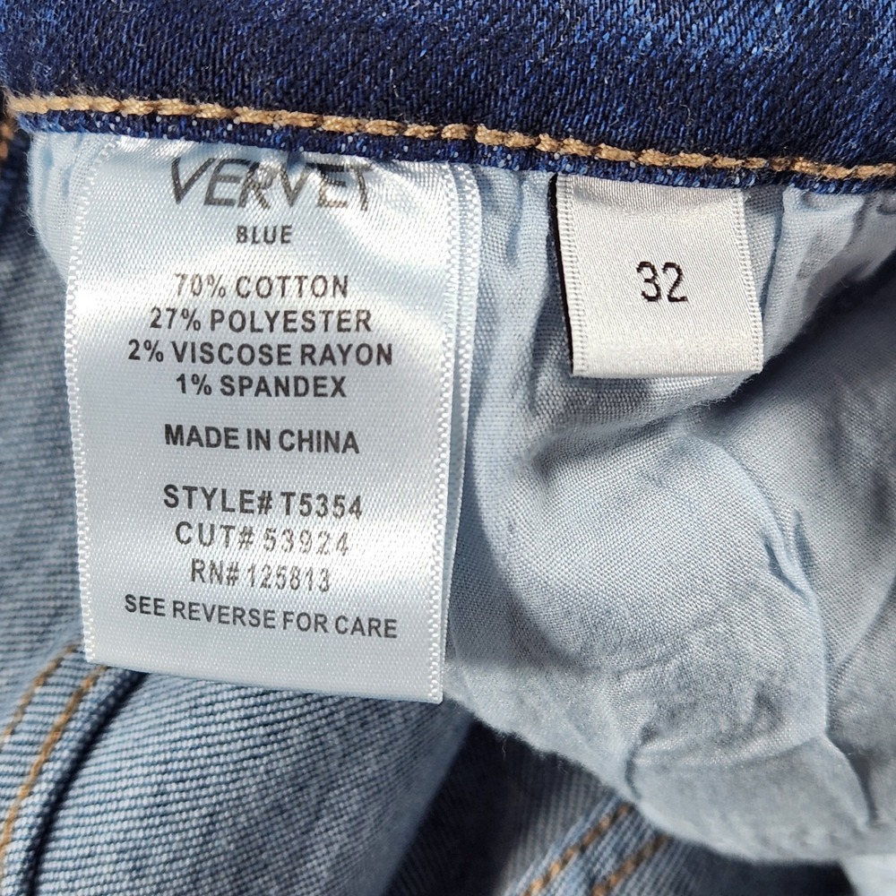 Vervet Blue High Rise Straight Leg Raw Hem Jeans Dark Wash Size 32 T5354‎ - Picture 8 of 9